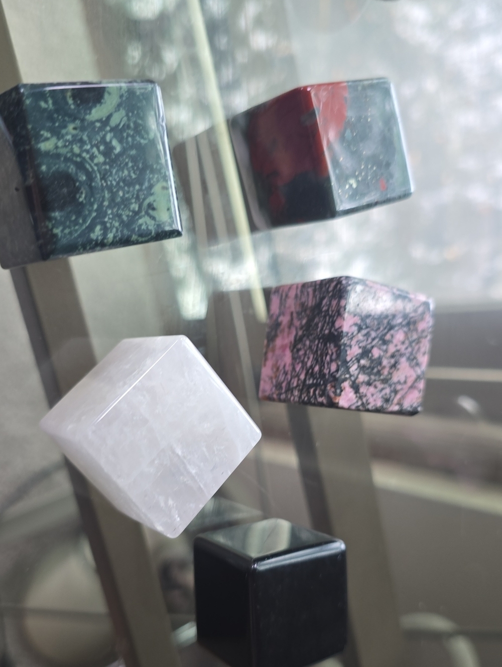 Assorted Gemstone Cube Set - Pink, Black, Green, Red, White